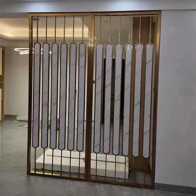 Custom stainless steel screen size luxury Chinese style central activity area partition screen