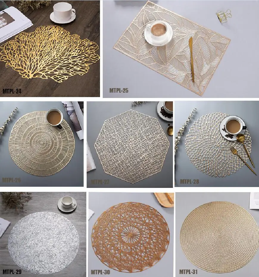 Silver metallic PVC plastic dinning table placemat