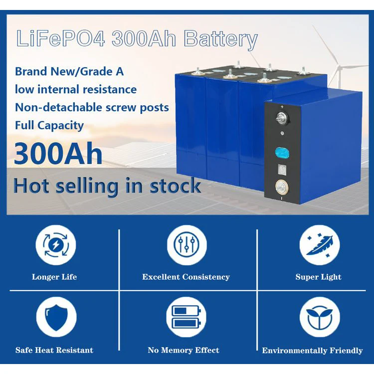 High Performance LiFePO4 300Ah Cells  3.2V Rechargeable Lithium Battery for Solar Energy Storage