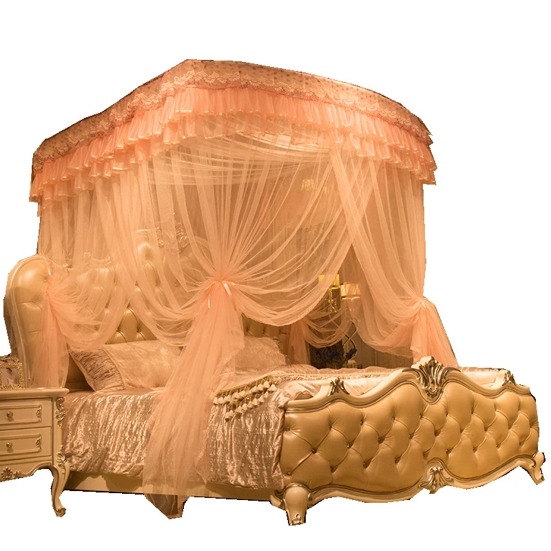 Factory Custom King Queen Full Size Square U Shape Guide Rail Bed Sleeping Mosquito Net Princess Decor Mosquito Net Easy Install