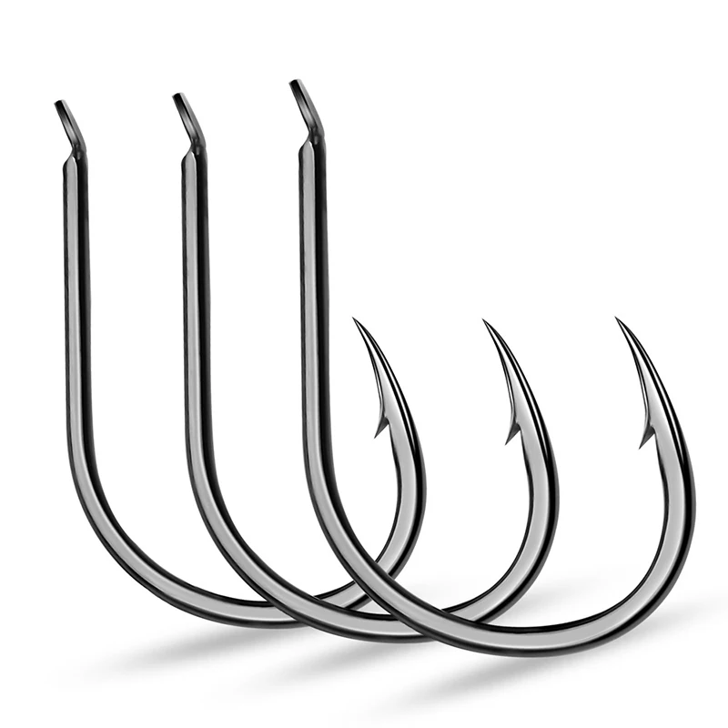 WEIHE 10# 11# 12# 13# 14# high carbon steel single fishing hook fishing accessories pesca barbed hook black nickel