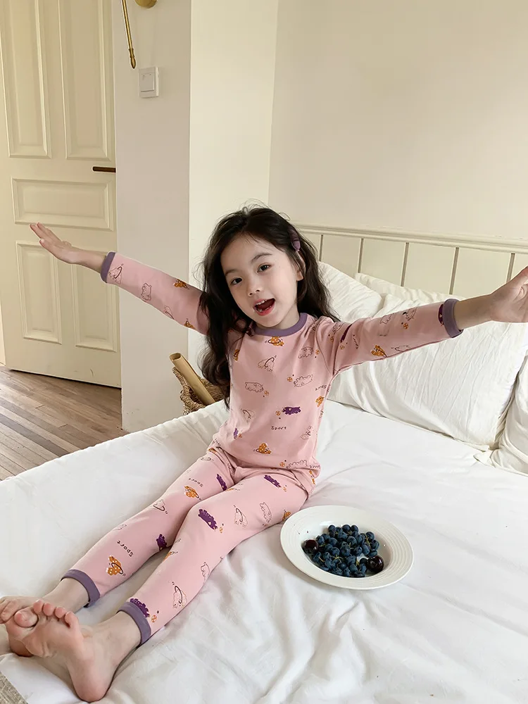 Children Autumn Cotton Pajamas Sets Boys Home Clothes Girls Underwear Sets 2-12 Year Baby Sleepwear Suit Christmas Kids Clothes