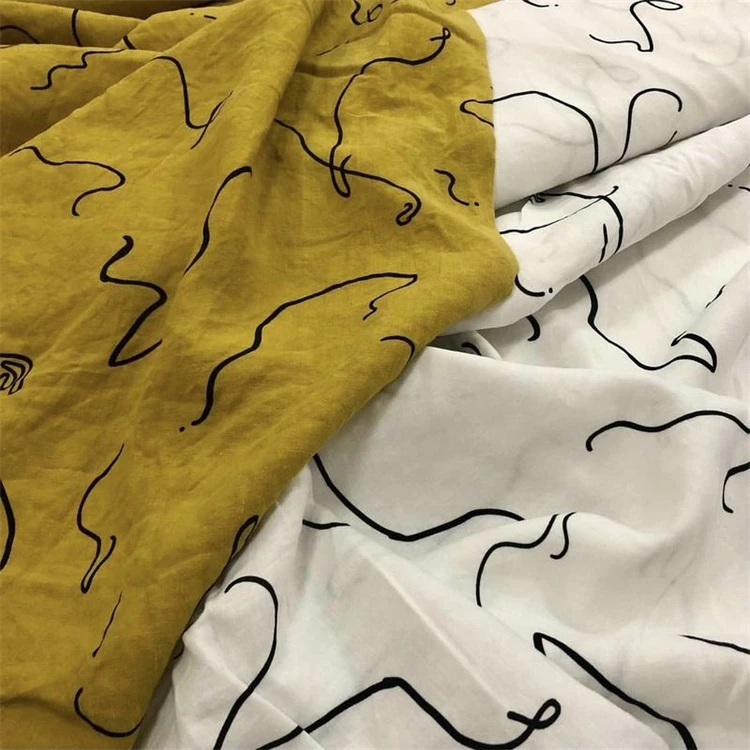 Wholesale Pure 100% Linen Fabric for Dress Shirt Linen Poplin Fabric Woven Plain Screen Printed Linen Sofa Fabric for Clothing