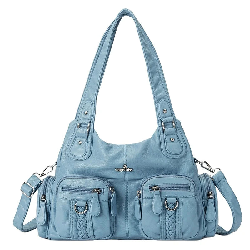 Angelkiss женские сумки на одно плечо синие с несколькими карманами на молнии большой вместимости 1512-2 повседневные красивые модные сумки