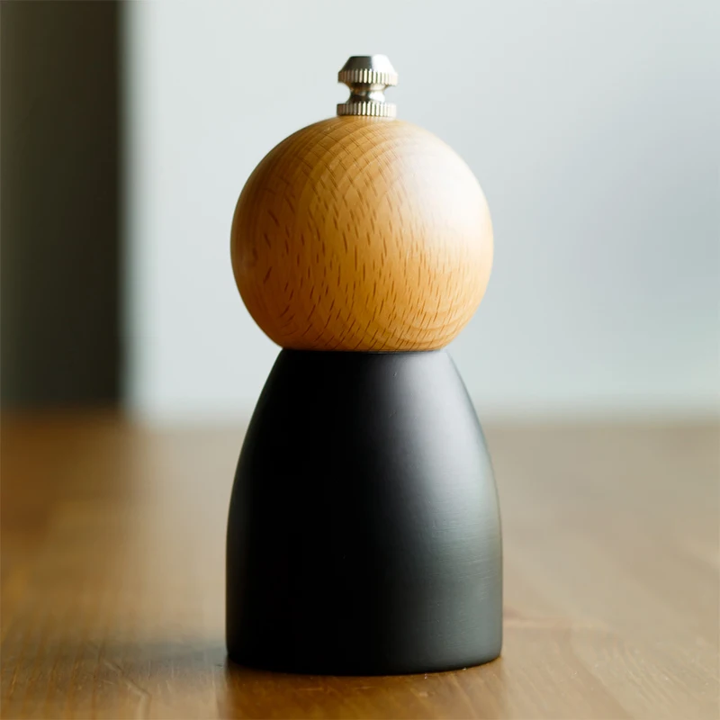 Custom LOGO Refillable Coarseness Pepper Grinder Adjustable Wooden Spice Cumin Mill Restaurant Home Barbecue Manual Salt Grinder