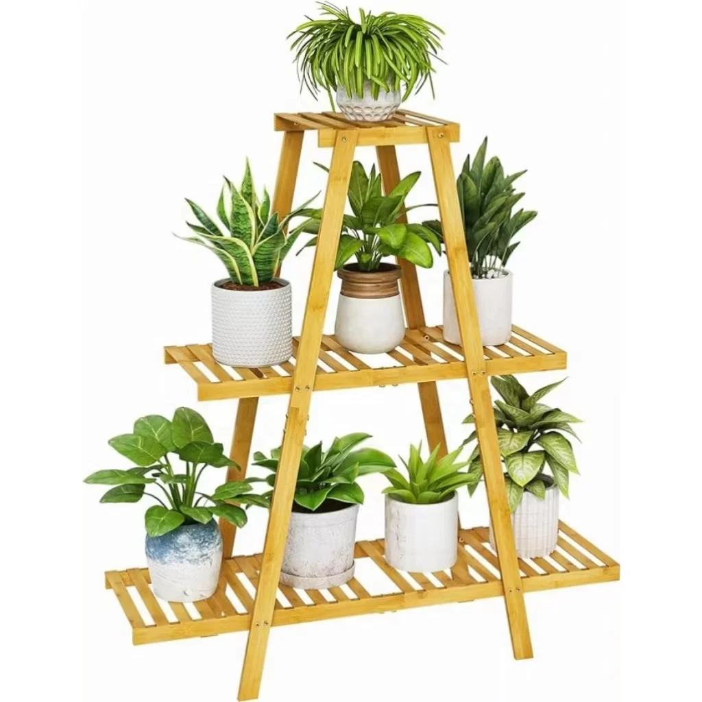 Hot Sale natural Bamboo Indoor Plant Stand 3 Tier Plant Shelf for Multiple Plants