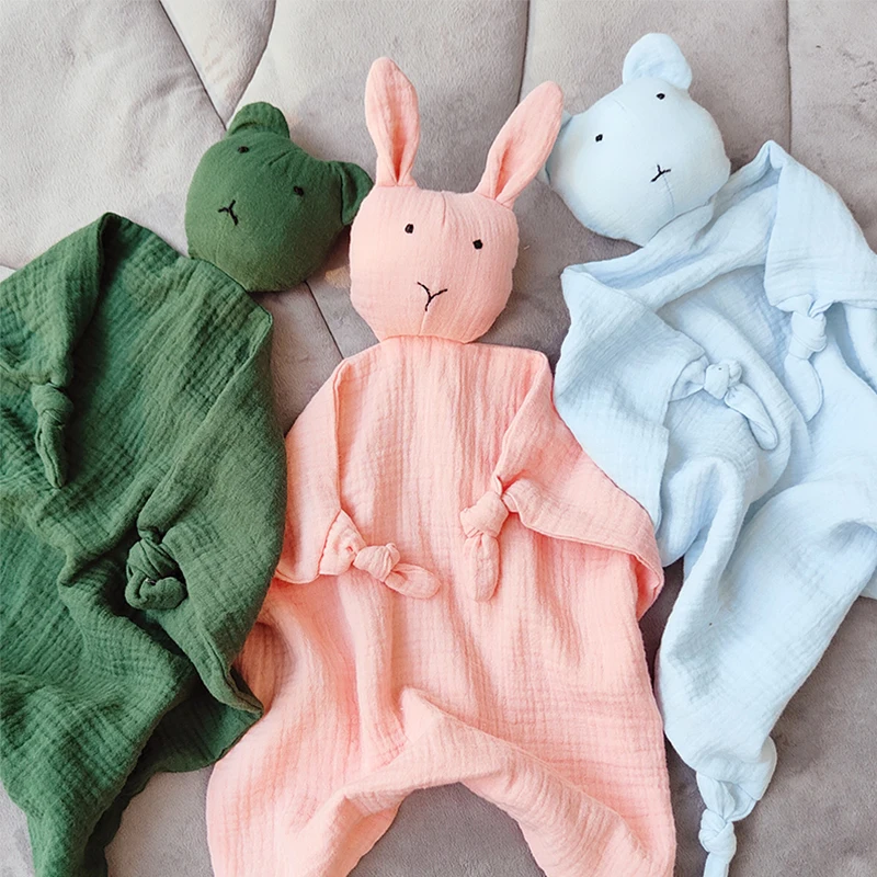 Toddler Cotton Soothing Towel Cartoon Doll Rabbit Double Gauze Sleep Towel Baby Saliva Towel