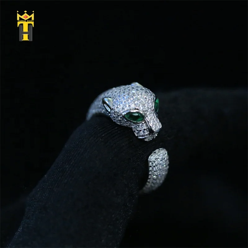 Factory wholesale men women gold plated hip hop iced out animal head punk ring