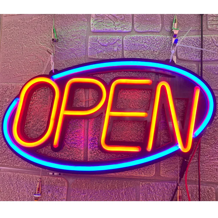 
customized decoration 12v led neon flex open sign Flex Silicone 24 Hours Store Signs 