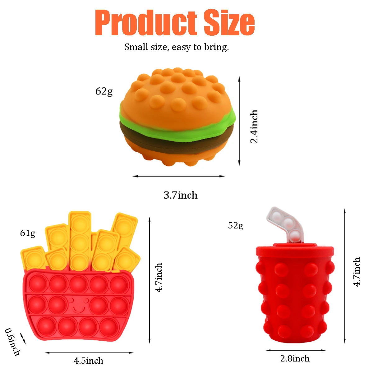 Best Selling Manufacturer Silicone Pop Bubble Fidget Toy 3D Squeeze Balls Hamburger Stress Ball Pop Sensory Toys