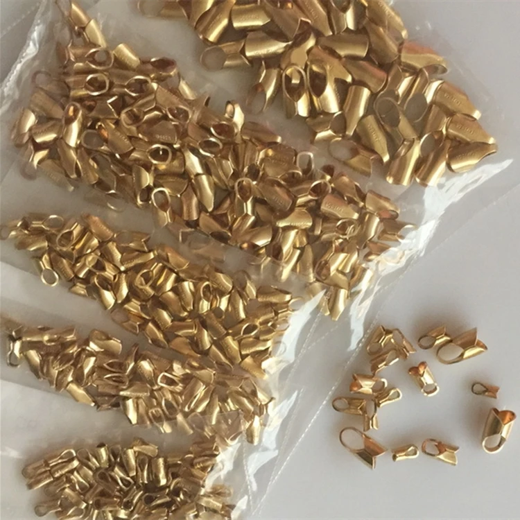 GP Leather Cord End Caps 14KGF Gold Filled Crimp Ends for permanent jewelry chains making diy making Bracelet Cord End Caps