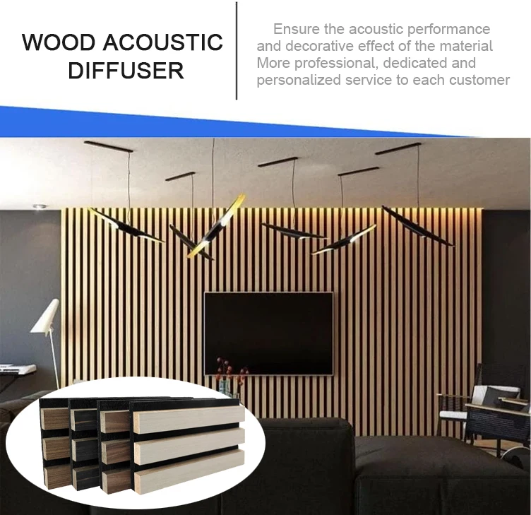 Dayin Manufacturer NEW ARRIVAL Modern simple Slatted acoustic panel on wall wood decor for living room bedroom noise reduction