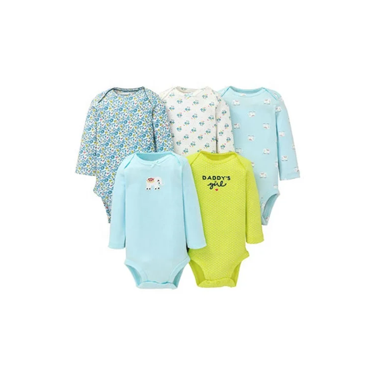 Wholesale 5 PCS Autumn Winter infant Long sleeve cotton printing Casual romper girl jumpsuit baby boy onesie