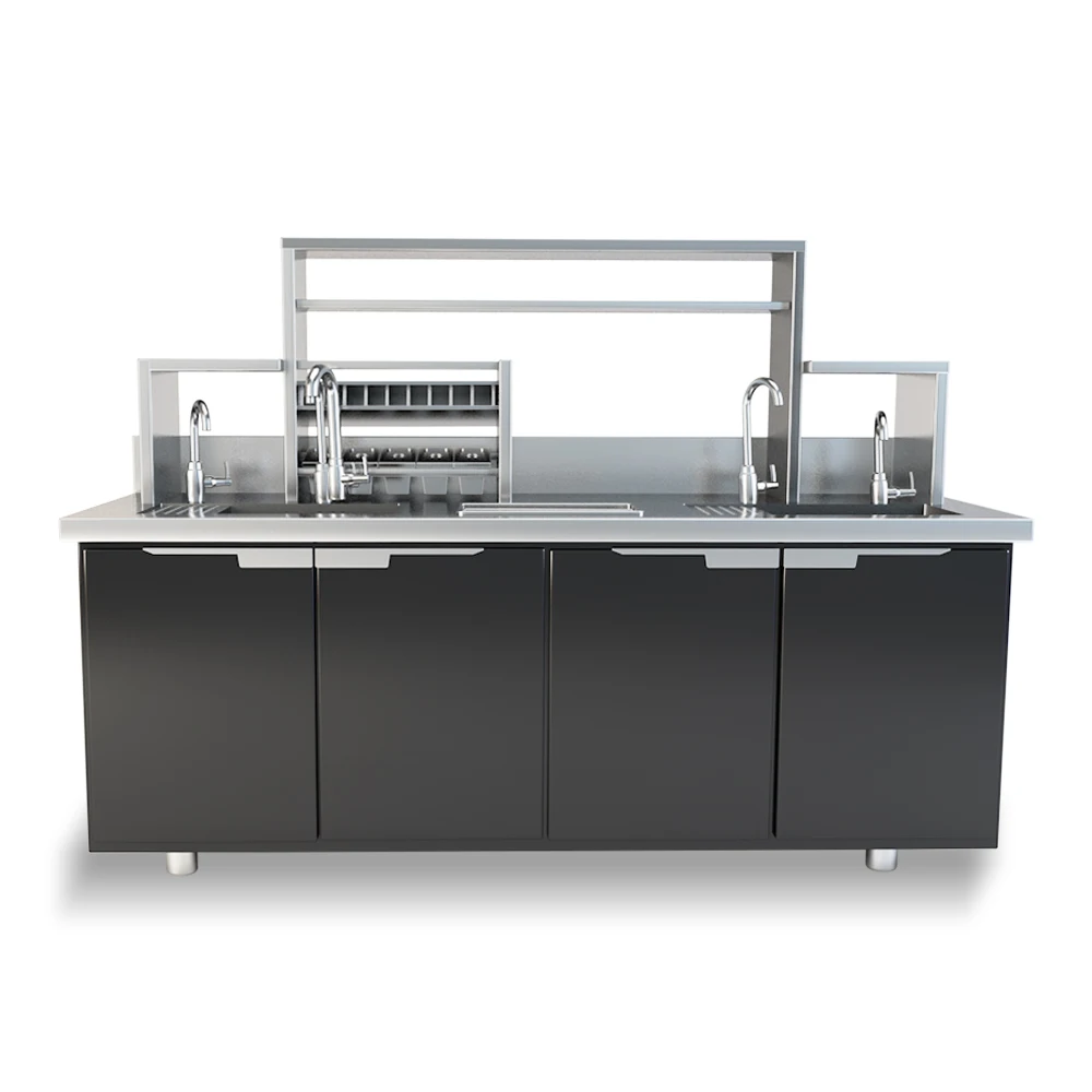 1.8m Black titanium refrigerate freezing double temperature machines for producing bubble tea popping boba table machine