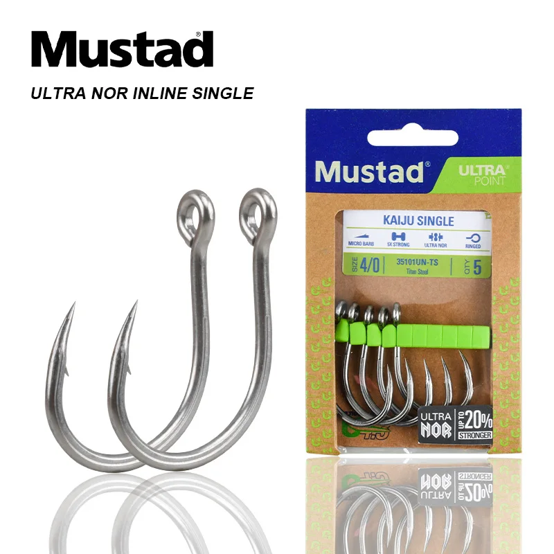 Mustad 35101UN-TS Jigging Hooks High Carbon Steel Deep Ocean Big Barbed Hooks With Circle Squid Grouper Hooks