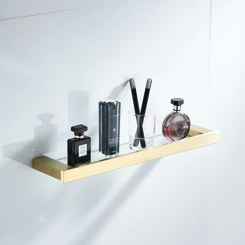 gold brush bathroom accessories Cosmetics glass Shelves