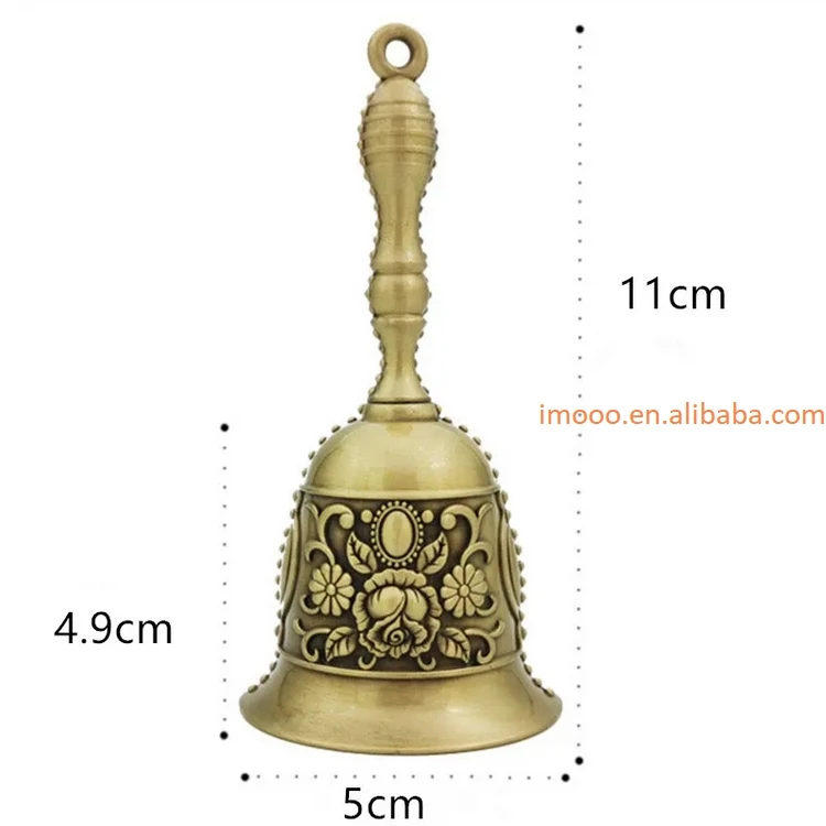 Factory Price Retro Hand-Cranked Bell Copper Alloy Serving School Class Large Metal Pendant Craft Church Bar Hotel Hand Bell