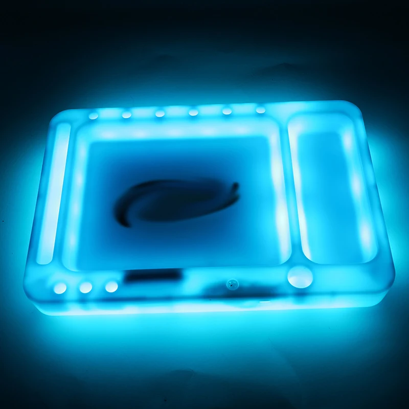 
Automatic Color Change Custom logo Led Light Up Smoking Rolling Tray Glowing in the Dark 