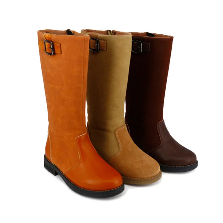 Choozii Leather Ladies Winter Boots Side Zip Wholesale Newest Design Children Girls Long Boots Cowgirls Thigh High Boots
