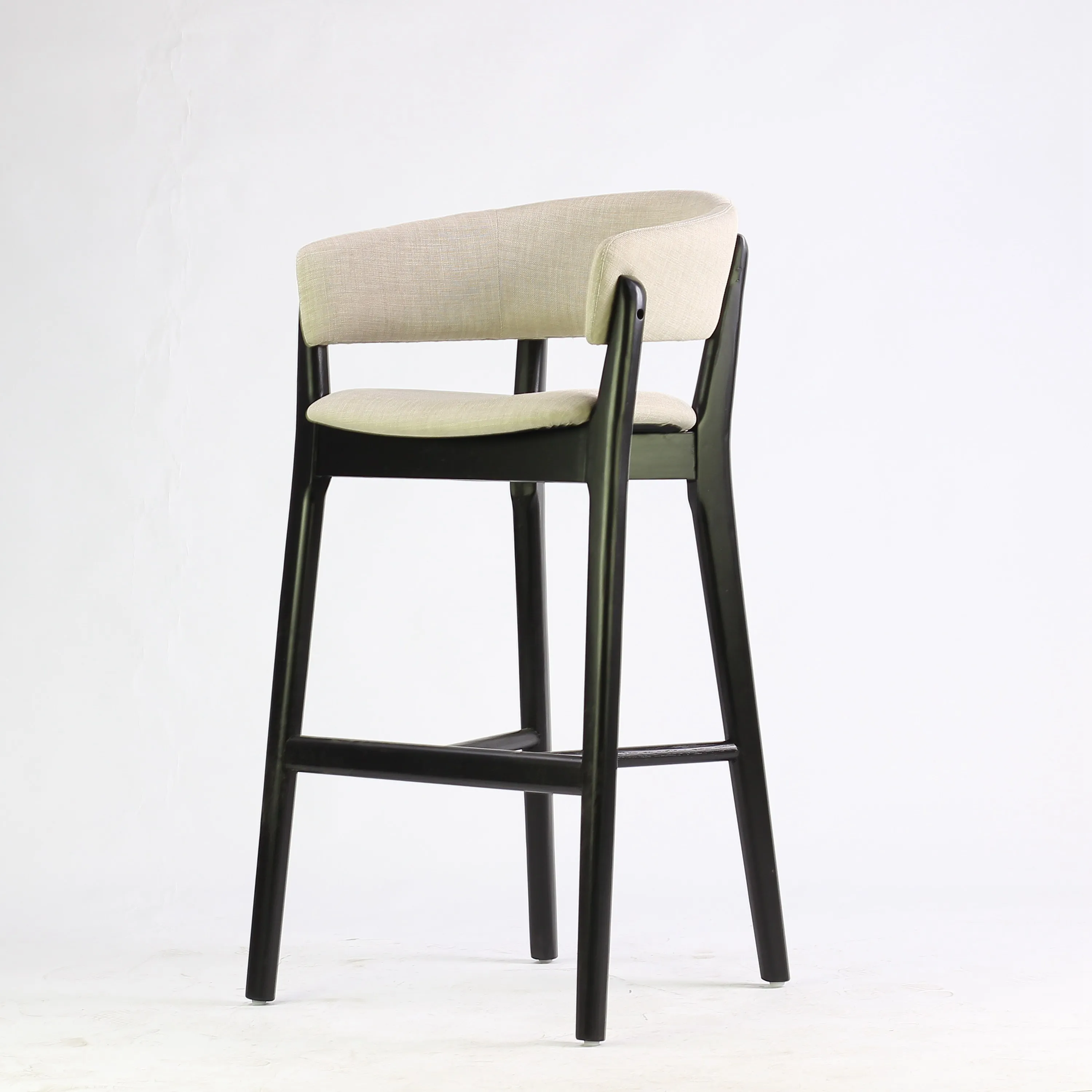 Morden wooden leather  PU bar chair High brown black nordic design bar chair restaurant  kitchen bar stools fabric chairs dining