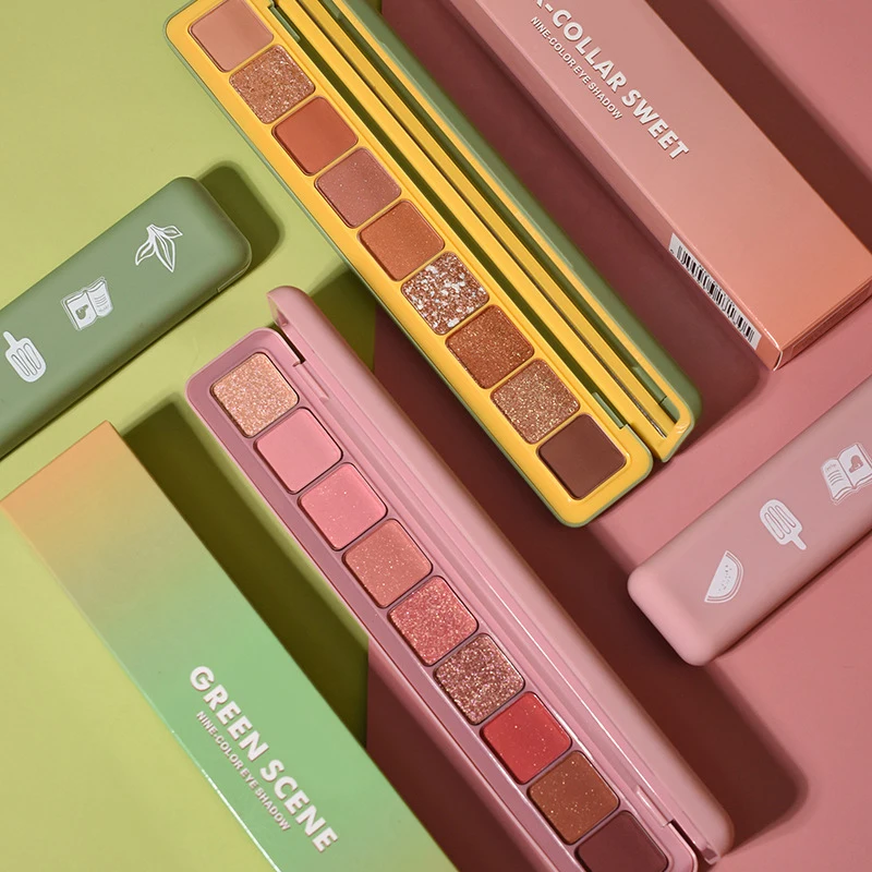 9 видов цветов Палитра теней для век с клавиатурой на кончик пальца, пигментированные тени для век OEM, водонепроницаемая Косметика с частным ярлыком