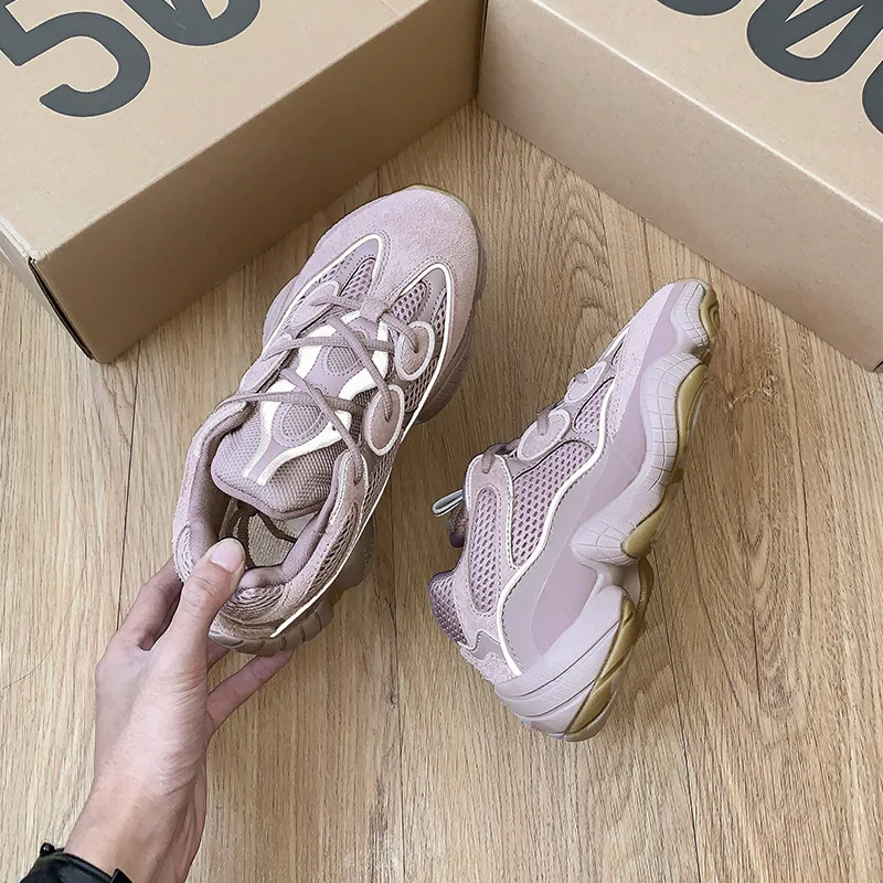 2022 Latest Design Custom Branded Yeezy Shoes Men Genuine Leather Sneakers Original High Quality Black Yeezy 500