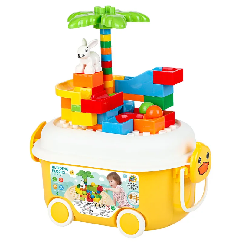 2024 Kids hot selling educational animal park 50pcs building block storage toys diy assembly large particle building blocks toys