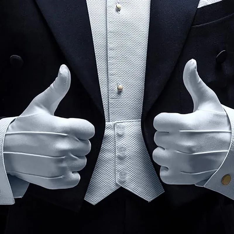 White Nylon Cotton  Waiters Drivers Jewelry Workers Ceremonial Formal Tuxedo Guard Parade Costume Gloves