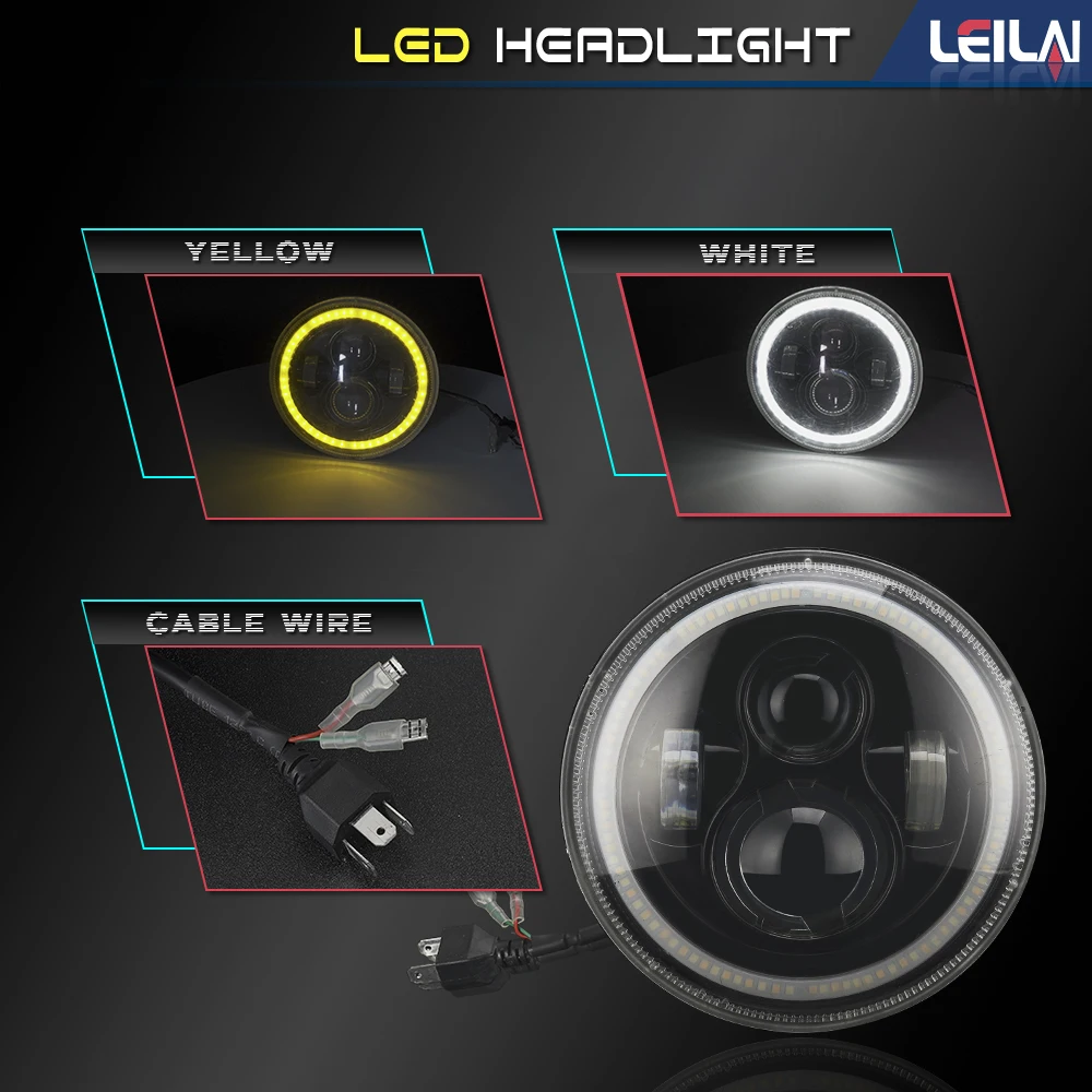 7 inch rgb headlight 12V 36V turn signal light high low beam lights 4x4 Work Light for tractor