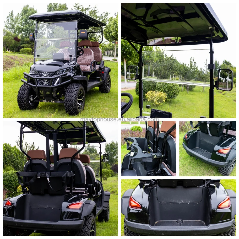Golf Cart 4 Wheel Luxury Vintage Custom 4 wheel driving golf car 2 -8 seat tourist sightseeing  shuttle bus made in China