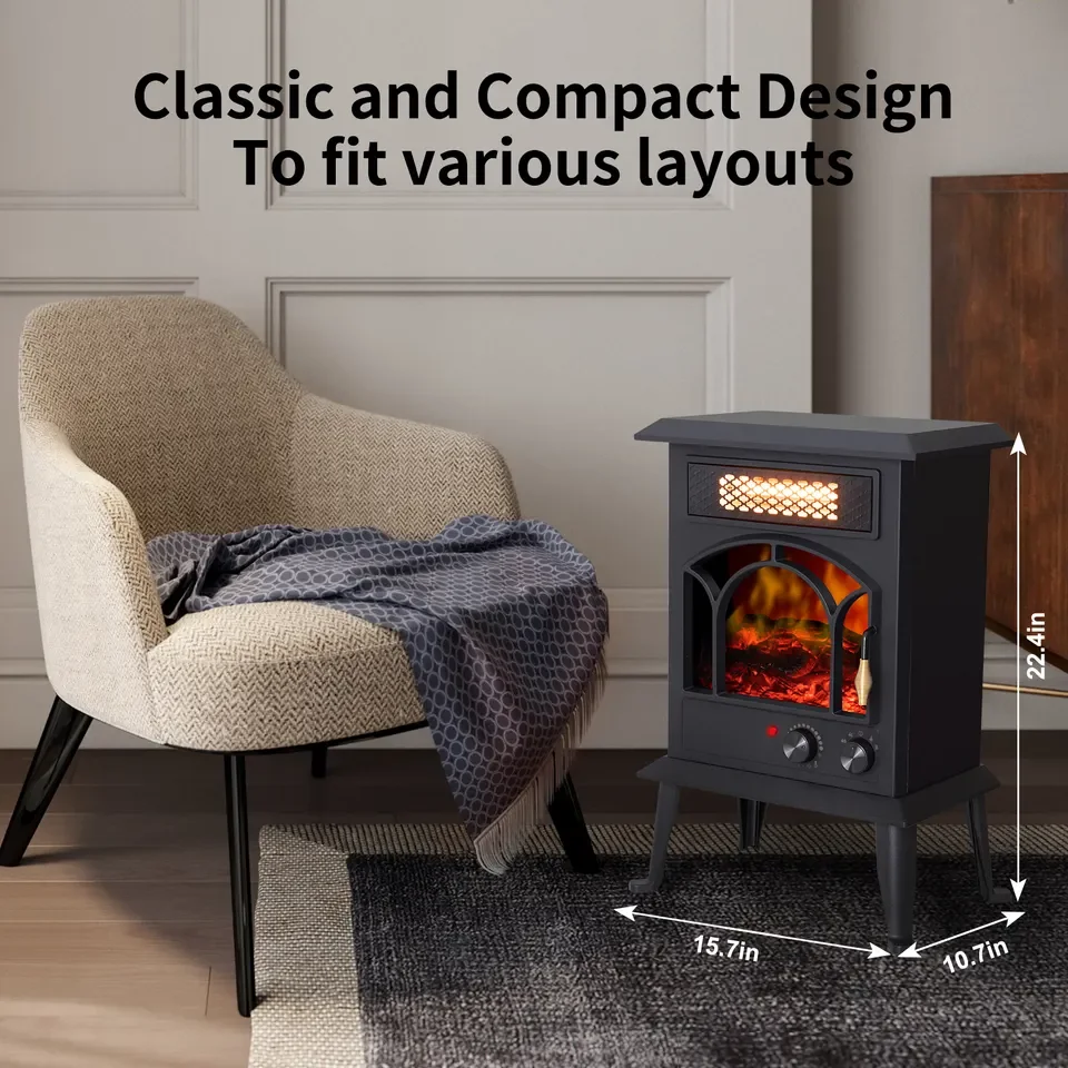 One Year Warranty Fast Heating Indoor Warming 3D Flame Effect Portable Room Infrared Space Electric Heater Fire place Fireplace