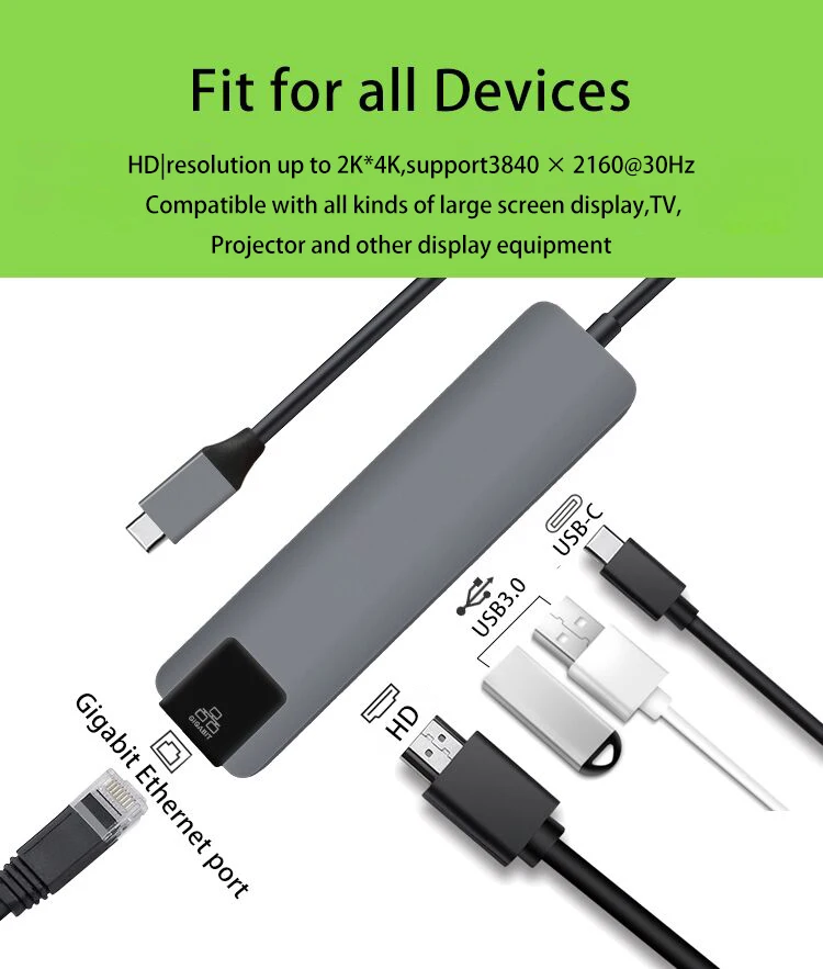  USB C Type-C 3 1 концентратор для 4K HD RJ45 PD Быстрая зарядка 5 в док-станция MacBook Air Pro