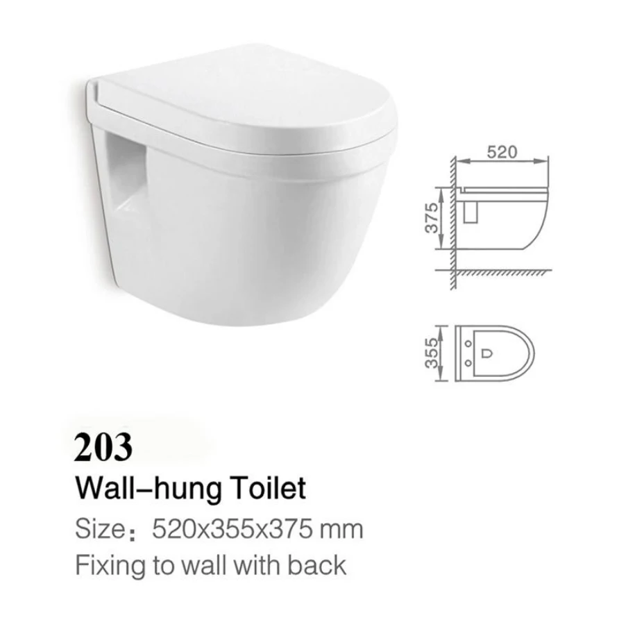 Wall-hung European Sanitary Ware Bathroom Back to Wall Hanging Wc Modern Ceramic Rimless Flush Wall Hung Toilet