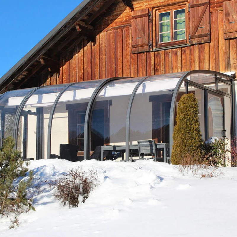 Factory Customized Curved Sun Room Custom American Style Glass House Aluminium Modern Glass House