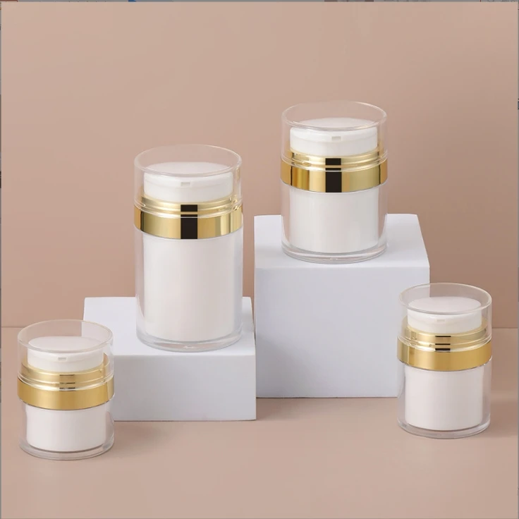 Customs logo 15g 30g 50g 80g 100g press type vacuum cream bottle travel portable airless jar face cream bottle