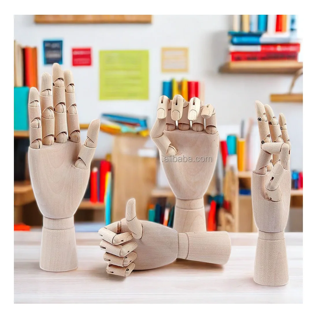 7-12 Inches Flexible Fingers Artist Drawing Wooden Manikin Model Hand Mannequin Scientific Engineering Toy for Display