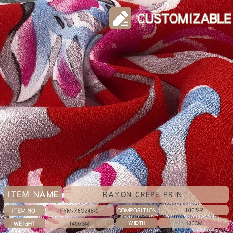 
Hot selling rayon crepe print 100 rayon fabric 