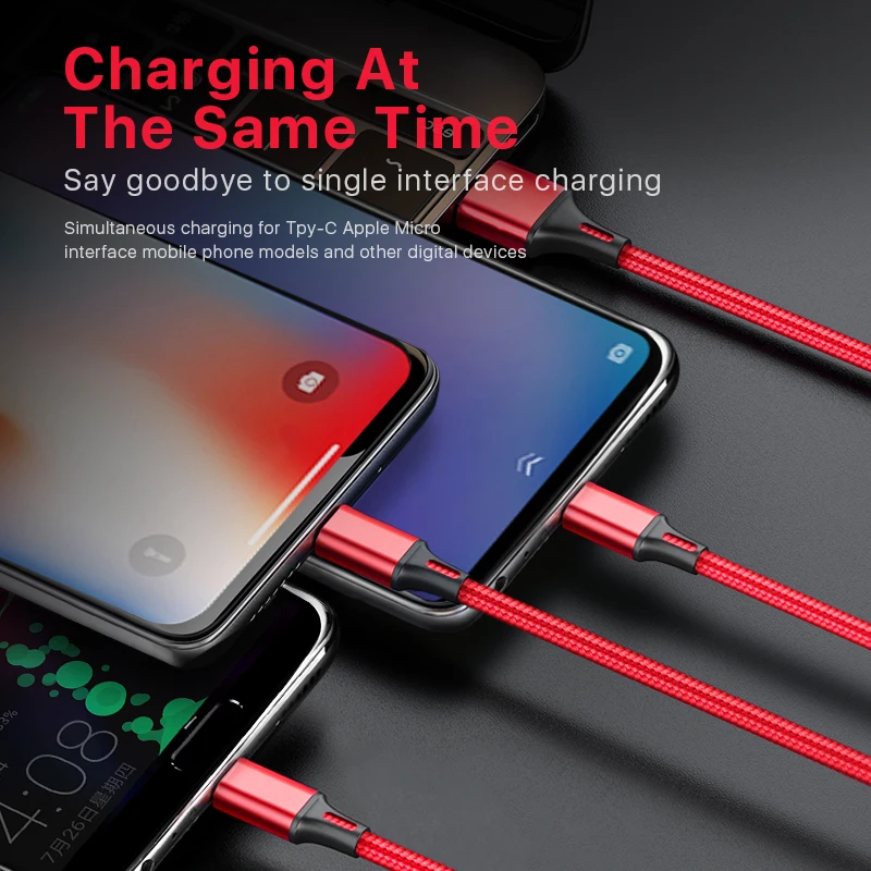 Оптовая продажа брелок для ключей 3 в 1 Зарядка 8pin Micro USB Тип C Металл USB кабель с логотипом