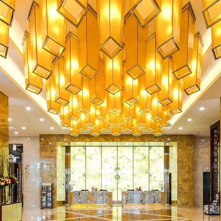 Jansoul fancy luxury acrylic  glass big decoration chandelier for lobby of the hotel hallway villa wedding meeting room