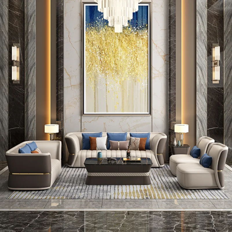 Modern  Nordic Style Living Room  Furniture Sofas set  Stainless Steel Leather 1-3 Seater  For Home hotel  living room sofa