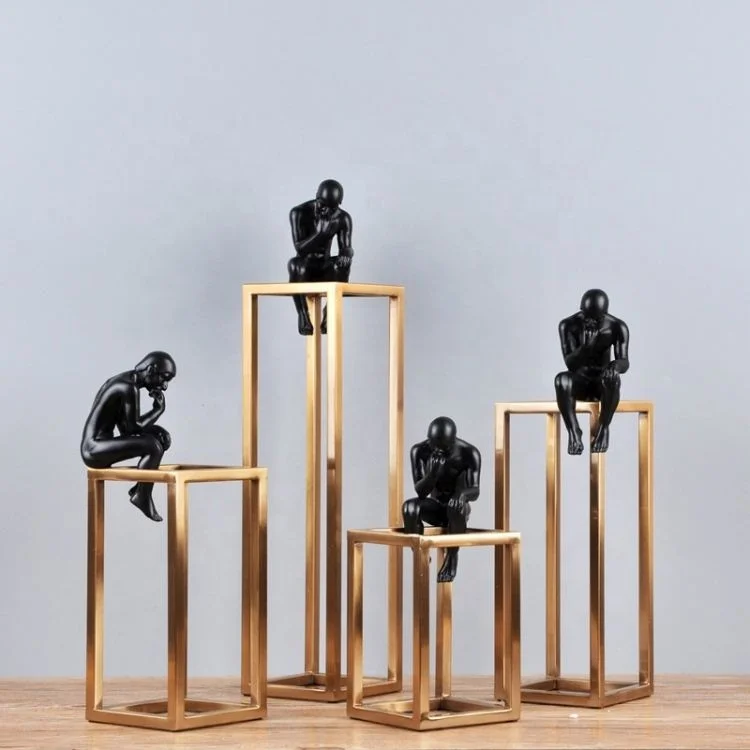 Black Resin Statues Ornaments Home Decoration Pieces Luxury Accessories Modern