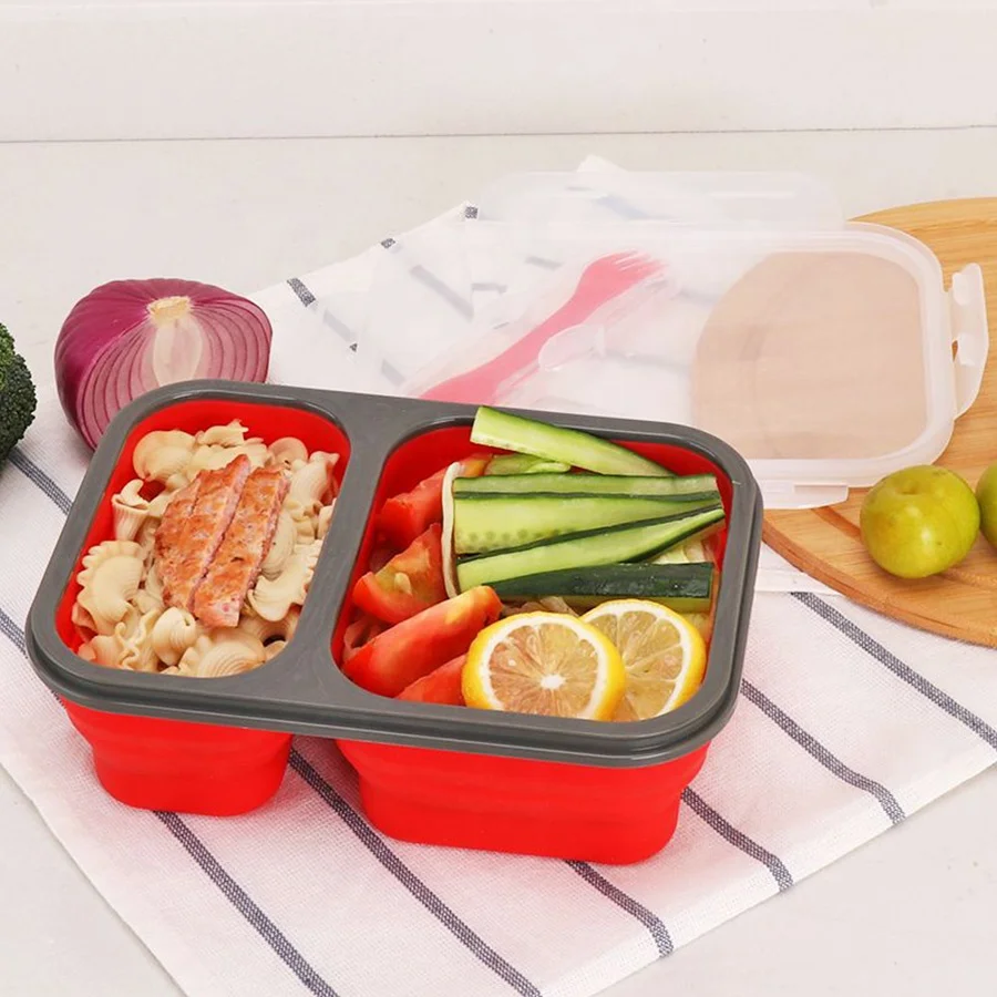Eco-friendly Food Grade Silicon LunchBox Food Container Silicone Folding Lunch Box