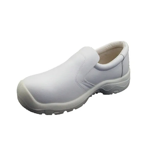 Anti slip Microfiber leather white bakery steel toe safety shoes lab doctor work shoes