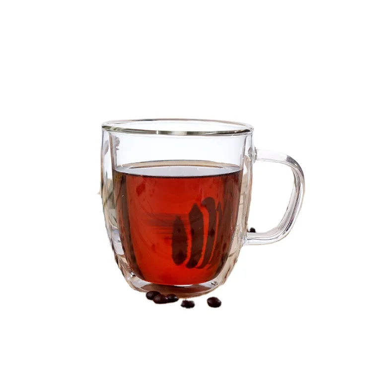 
XINAO glassware 350ml High temperature double wall high borosilicate glass juice drink coffee cup 