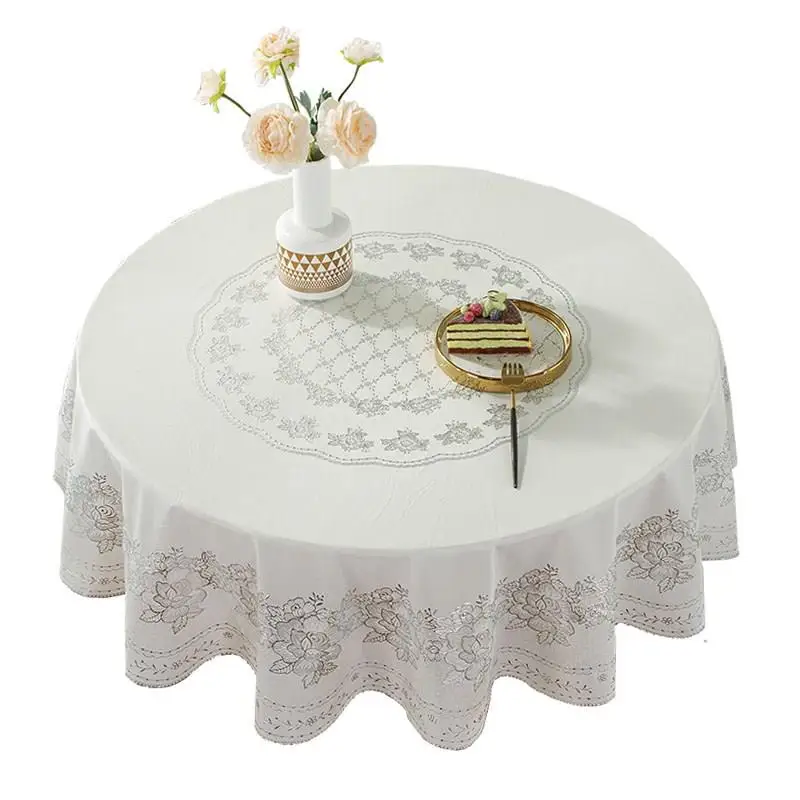 Custom PVC Printed Plastic Round Oil Resistant Waterproof Wedding Tablecloth Roll Home