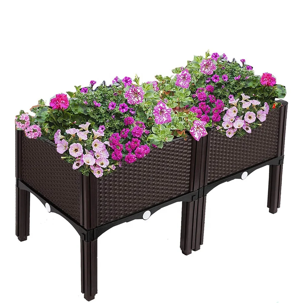 VERTAK hot sale raised garden bed outdoor plastic vegetable and flower square planter box