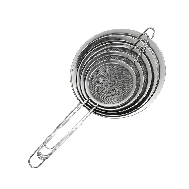 Food Grade Stainless Steel Mesh Strainer Kitchen Sieves/Strainer Wire Mesh Basket Strainer Colander Flour Mesh