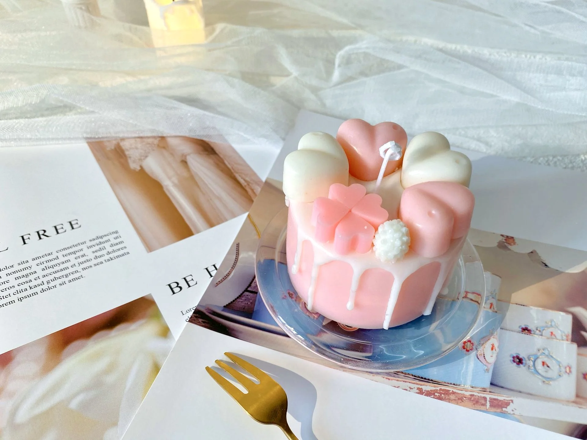 Birthday Small Pink Heart Valentine Food Customized Wholesale Soy Wax Luxury Private Label Mini Scented Candles