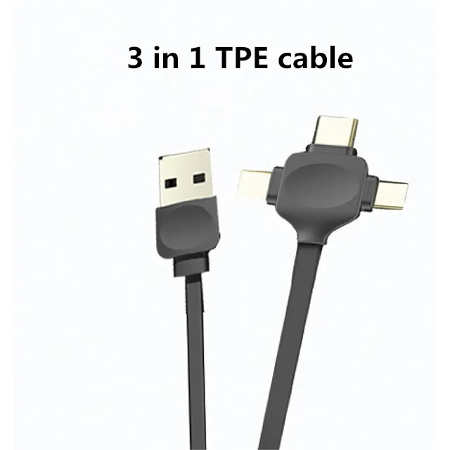 Huien Multi USB 3 in 1 Retractable Phone Data Cable 3A Fast Charging cable With Type-c And Micro USB And I Port