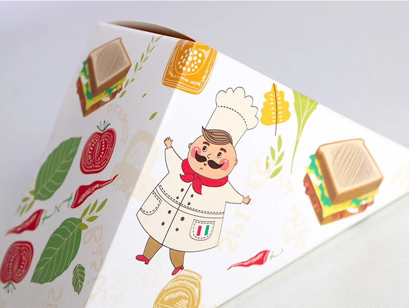 Food Grade Kraft Paper Colorful Triangle Pizza Slice Box With The Window